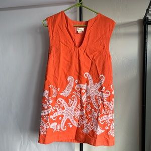 Maeve Embroidered Tunic Orange Dress -US 2